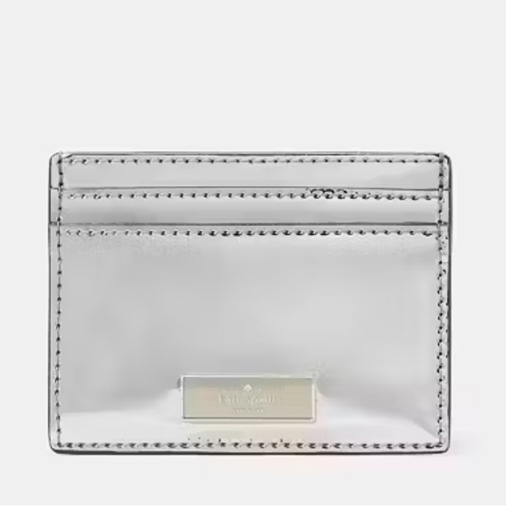 Kate Spade New York Bridget Mirror Metallic Small Slim Card Holder NWT